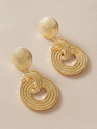 纹理圆形吊坠耳环