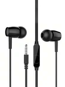 1 pieza Auriculares internos 3,5 MM Jack con cable - Negro - Ver 1