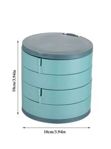1入組多層可旋轉首飾類現代ABS首飾收納盒附鏡子適用於家庭 - 藍色 - 查看 3