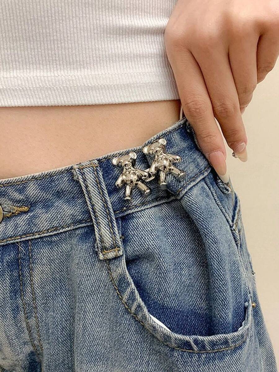 2pcs Bear Shaped Brooch - Silver - View 1