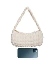 Túi xách nhỏ phổ biến năm nay Túi xách nữ 2023 Mùa hè Túi đeo vai thời trang mới Túi xách dung tích lớn Túi xách học sinh Túi đeo nách cầm tay Túi mây xếp ly bong bóng mùa xuân và mùa hè Nhật Bản và Hàn Quốc Túi tote đeo vai bằng vải canvas tươi Túi xách nữ - trắng - Xem 3