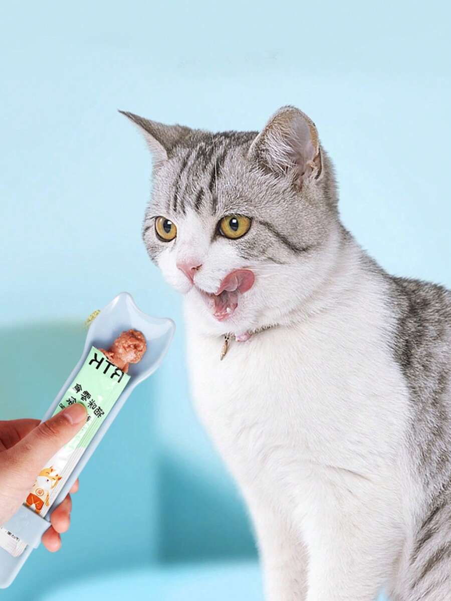 1入組塑膠貓湯匙適用於貓 - 藍色 - 查看 1