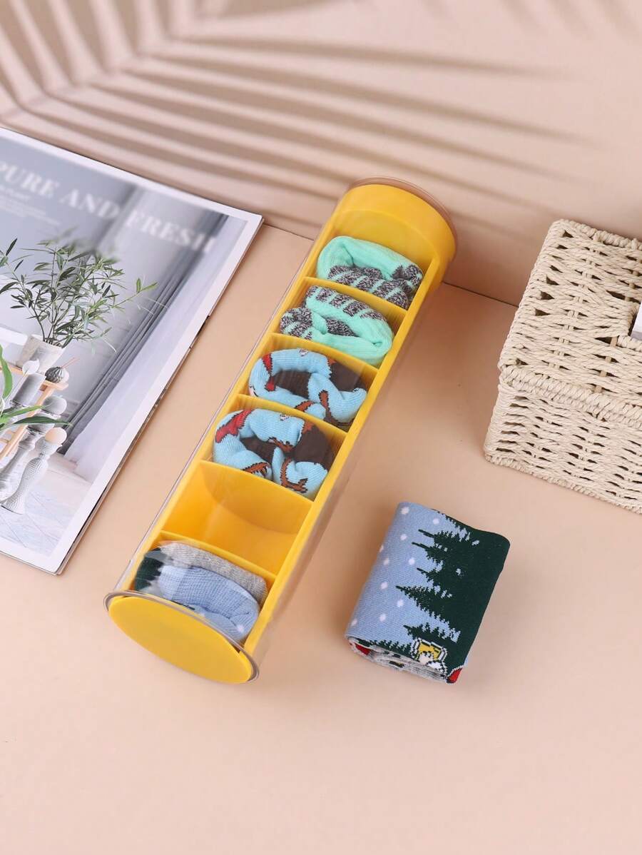 1 pieza unicolor multi cuadro Ropa interior almacenamiento moderno de plástico calcetín Ropa interior Organizador Divisor para casa - Amarillo - Ver 1