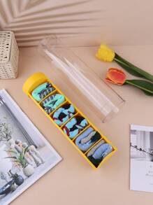 1 pieza unicolor multi cuadro Ropa interior almacenamiento moderno de plástico calcetín Ropa interior Organizador Divisor para casa - Amarillo - Ver 2