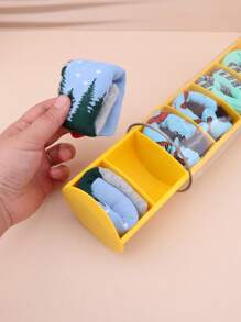 1 pieza unicolor multi cuadro Ropa interior almacenamiento moderno de plástico calcetín Ropa interior Organizador Divisor para casa - Amarillo - Ver 6