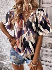 SHEIN LUNE Áo sơ mi nữ Tất cả trên in Giải trí - Nhiều màu - Xem 3