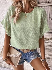 SHEIN LUNE Blusa unicolor de manga murciélago - verde menta - Ver 1