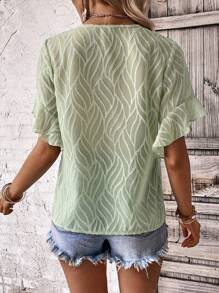 SHEIN LUNE Blusa unicolor de manga murciélago - verde menta - Ver 2