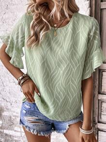 SHEIN LUNE Blusa unicolor de manga murciélago - verde menta - Ver 3