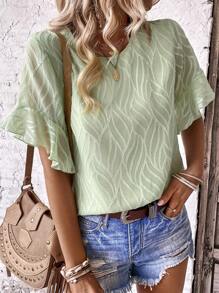 SHEIN LUNE Blusa unicolor de manga murciélago - verde menta - Ver 4