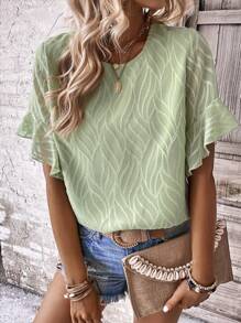 SHEIN LUNE Blusa unicolor de manga murciélago - verde menta - Ver 5