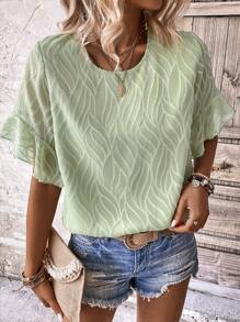 SHEIN LUNE Blusa unicolor de manga murciélago - verde menta - Ver 6