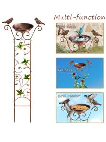 1 Cái Sáng Tạo Chim Vàng Hoa Dây Leo Hình Vườn Tượng, Sắt Trang Trí Nhà Cửa - Màu vàng - Xem 5