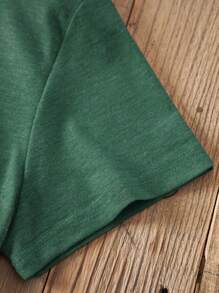 SHEIN LUNE 素色圓領T恤 - 墨綠色 - 查看 4