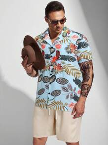 Manfinity RSRT Bộ hai mảnh Nam Dây kéo Nút phía trước Nhiệt đới Boho - Nhiều màu - Xem 1
