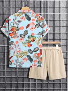 Manfinity RSRT Bộ hai mảnh Nam Dây kéo Nút phía trước Nhiệt đới Boho - Nhiều màu - Xem 2