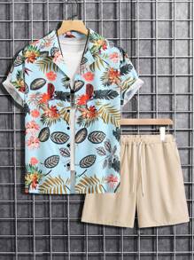 Manfinity RSRT Bộ hai mảnh Nam Dây kéo Nút phía trước Nhiệt đới Boho - Nhiều màu - Xem 4