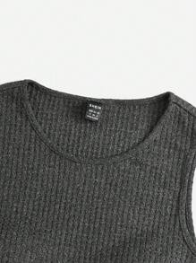 SHEIN EZwear 素色短款背心 - 深灰色 - 查看 4