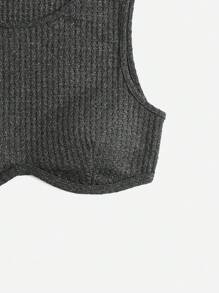 SHEIN EZwear 素色短款背心 - 深灰色 - 查看 5