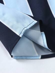 Manfinity Hypemode 男士條紋和字母圖案襯衫 - 藍色 - 查看 7