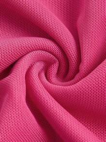 SHEIN EZwear 音乐会鱼尾星日月印花黑色薄纱网裙 - 玫紅色 - 查看 3