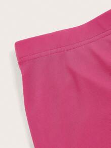 SHEIN EZwear 音乐会鱼尾星日月印花黑色薄纱网裙 - 玫紅色 - 查看 4