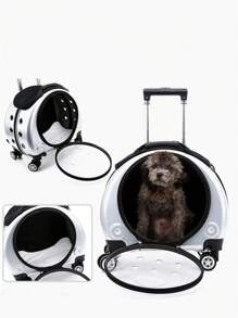 1pc Portable Pet Trolley Case For Dogs And Cats - Silver - View 2