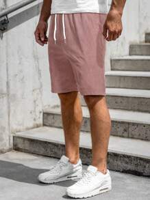 Manfinity Homme 男士束口腰短褲 - 藕粉色 - 查看 3