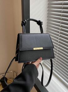 Túi Vuông Mini Tối Giản Nắp Đen Thanh Lịch - màu đen - Xem 1