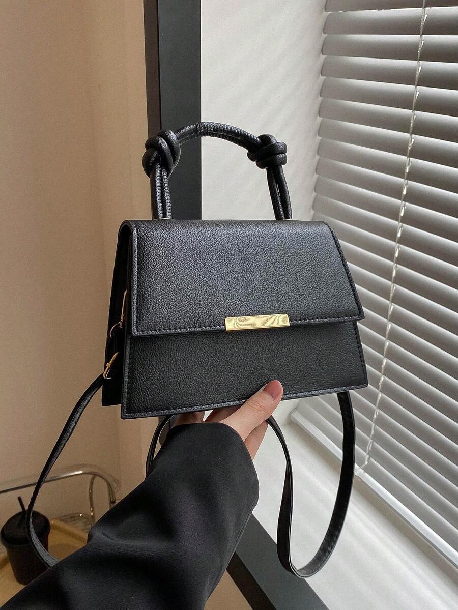 Túi Vuông Mini Tối Giản Nắp Đen Thanh Lịch - màu đen - Xem 1