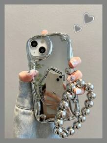 Vỏ điện thoại gương sao nổi có dây buộc & giá đỡ - Bạc - Xem 1