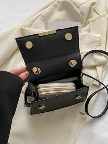 Túi Vuông Mini Tối Giản Nắp Đen Thanh Lịch - màu đen - Xem 4