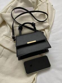 Túi Vuông Mini Tối Giản Nắp Đen Thanh Lịch - màu đen - Xem 5