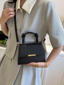 Túi Vuông Mini Tối Giản Nắp Đen Thanh Lịch - màu đen - Xem 6