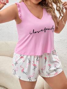 Bộ Giản Dị Kích Thước Lớn Xù Slogan Chim hồng hạc - Nhiều màu - Xem 5