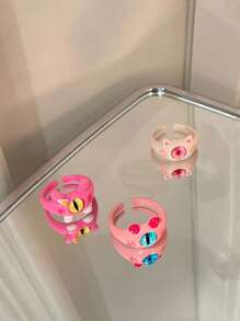 3入組卡通動物裝飾戒指 - 彩色 - 查看 2