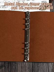 1pc Solid Color Leaf Charm Loose-leaf Notebook, Vintage Binder Loose Leaf Journal For School Student, Office