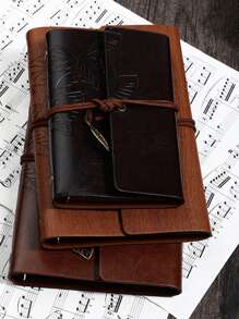 1pc Solid Color Leaf Charm Loose-leaf Notebook, Vintage Binder Loose Leaf Journal For School Student, Office