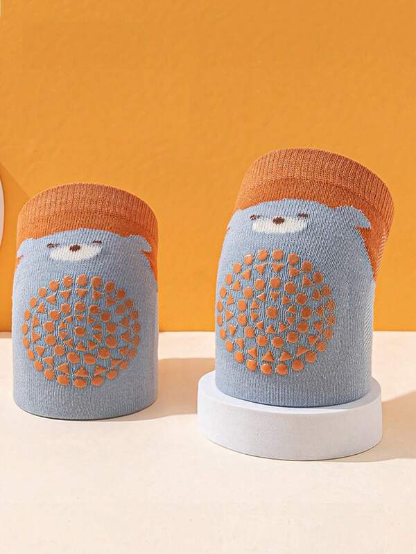 1pair Baby Cartoon Bear Pattern Anti-fall Knee Protector For Summer