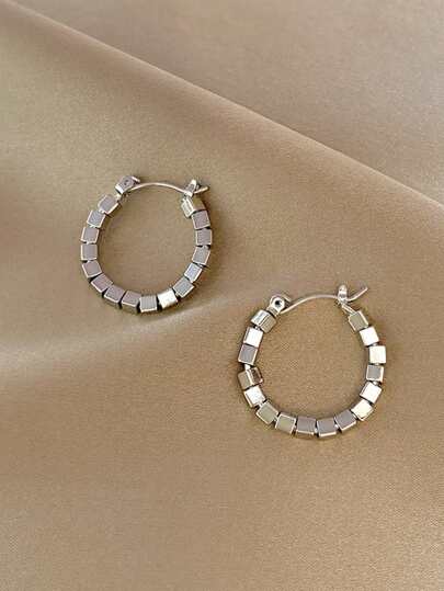 極簡風格串珠圓耳環