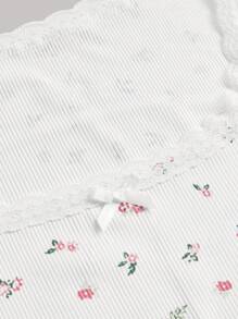 ROMWE Kawaii Ditsy Floral Print Tee - White - View 2