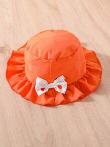 SHEIN 小女童波點圖案前蝴蝶結泡泡袖洋裝附帽子 - 彩色 - 查看 6