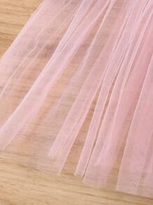 Bộ thời trang bé gái Tương phản Mesh Lá thư Giải trí - Nhiều màu - Xem 7