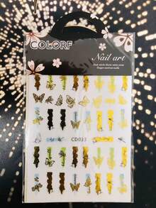 1 tấm Nhãn dán móng tay họa tiết hình con bướm - Nhiều màu - Xem 1