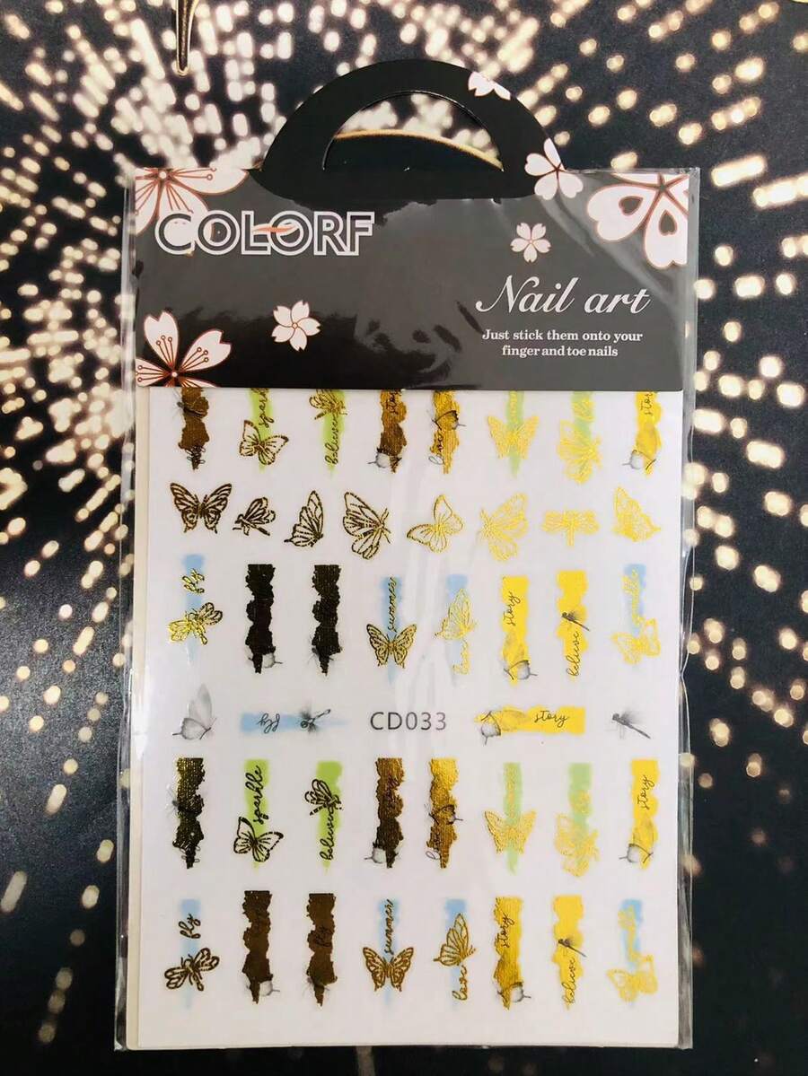 1 tấm Nhãn dán móng tay họa tiết hình con bướm - Nhiều màu - Xem 1