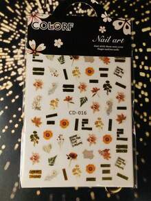 1sheet Flower & Leaf Pattern Nail Art Sticker - Multicolor - View 1