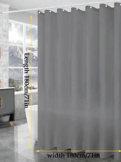 AWEALT 1pc Plain Gray Shower Curtain Liner, Solid Color Bathroom Decor, Privacy, Metal Grommets, With Hooks