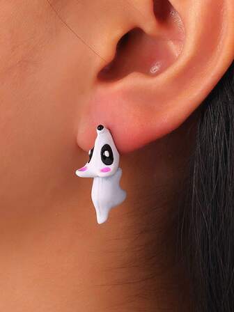 2入組時尚可愛的樹脂恐龍造型卡通耳釘，適用於女性日常休閒裝和旅行