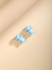 2入組綠色3D卡通恐龍造型樹脂耳環，時尚可愛，適合女性日常休閒穿著和外出。 - 彩色 - 查看 3