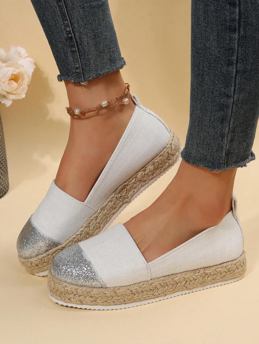 Giày bệt Nữ long lanh Khối Màu Kỳ nghỉ - trắng - Xem 1